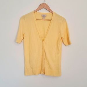 Loft yellow short sleeved cardigan
